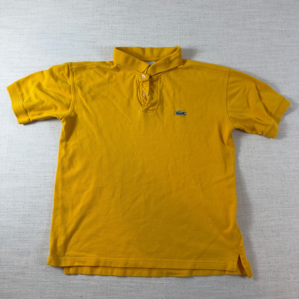 Lacoste Yellow Cotton Pique Short Sleeve Polo Shirt Embroidered Crocodile Logo